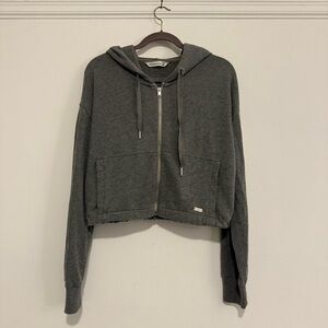 Charcoal Gray Zip-Up Hoodie Jacket
